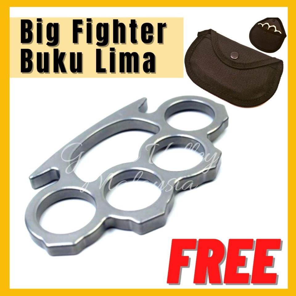 YenCooking International Food Ring Knuckles 4-Fingers SILVER - Big Fighter - FREE Bag - Self-Defense - Martial Art Protection Gear buku lima