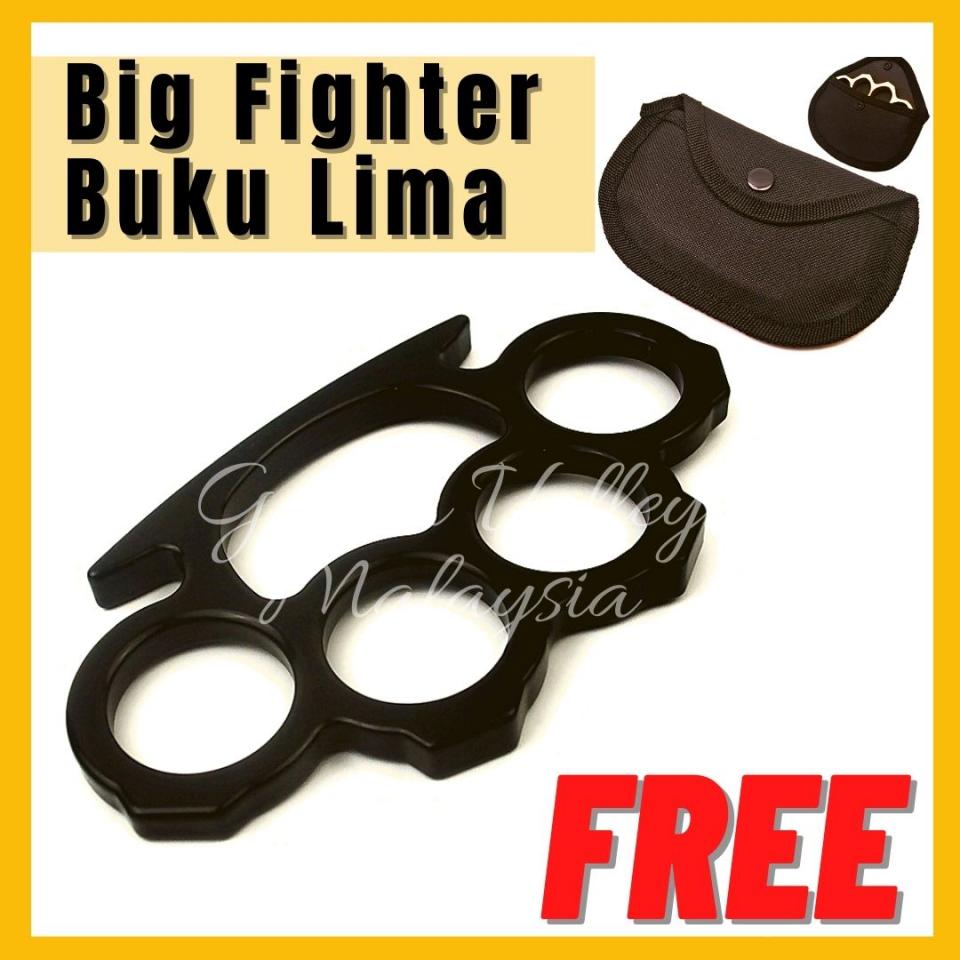 YenCooking International Food Ring Knuckles 4-Fingers BLACK - Big Fighter - FREE Bag - Self-Defense - Martial Art Protection Gear buku lima