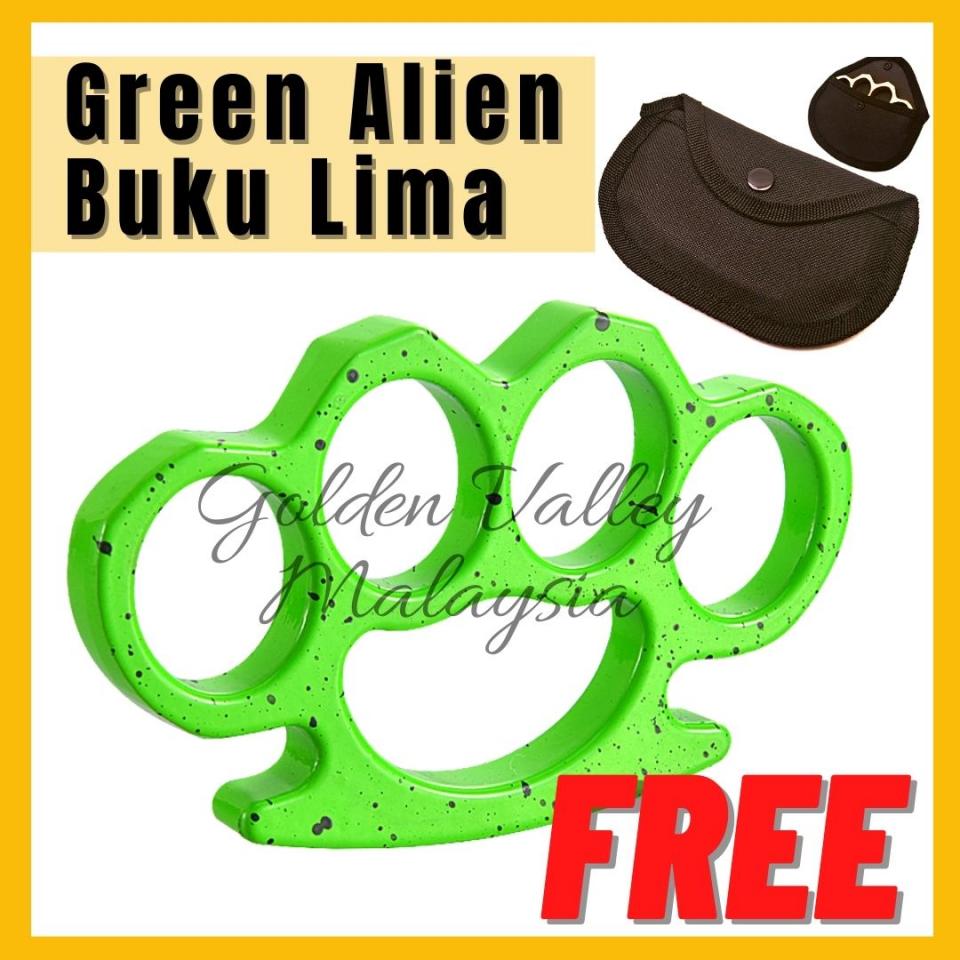 YenCooking International Food Ring Knuckles 4-Fingers (Thick) - Green Alien - FREE Bag - Self-Defense - Martial Art Protection Gear buku lima