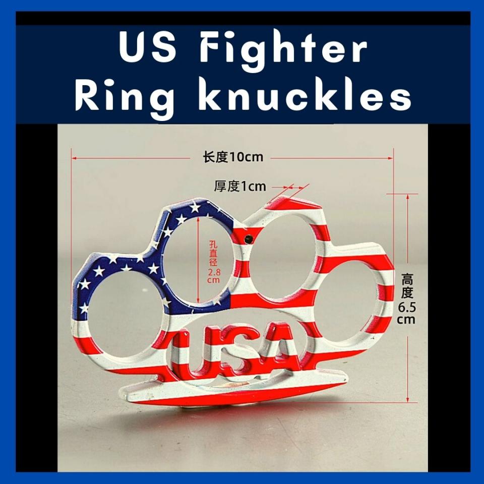 YenCooking International Food USA FLAG Ring Knuckles 4-Fingers - USA Army - Self-Defense - Martial Art Protection Gear Buku Lima