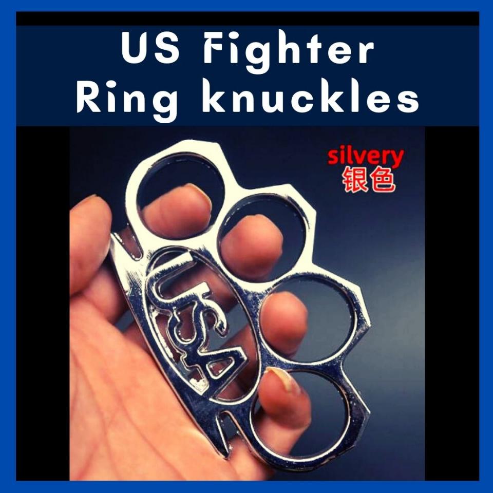 YenCooking International Food SILVER Ring Knuckles 4-Fingers - USA Army - Self-Defense - Martial Art Protection Gear Buku Lima